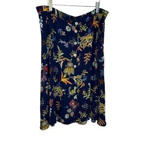 TALBOTS Skirt 3X NWT Navy Floral Print‎ Button Front Cottagecore Chic Classic